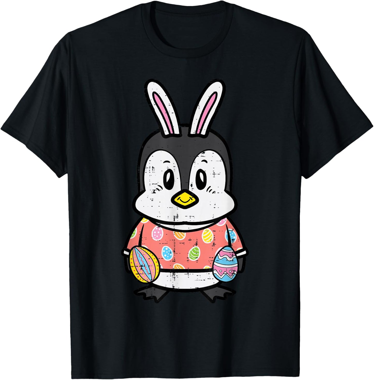 Easter Penguin Bunny Rabbit Spring Men Women Kids Teen Youth T-Shirt - T-Shirt | Black