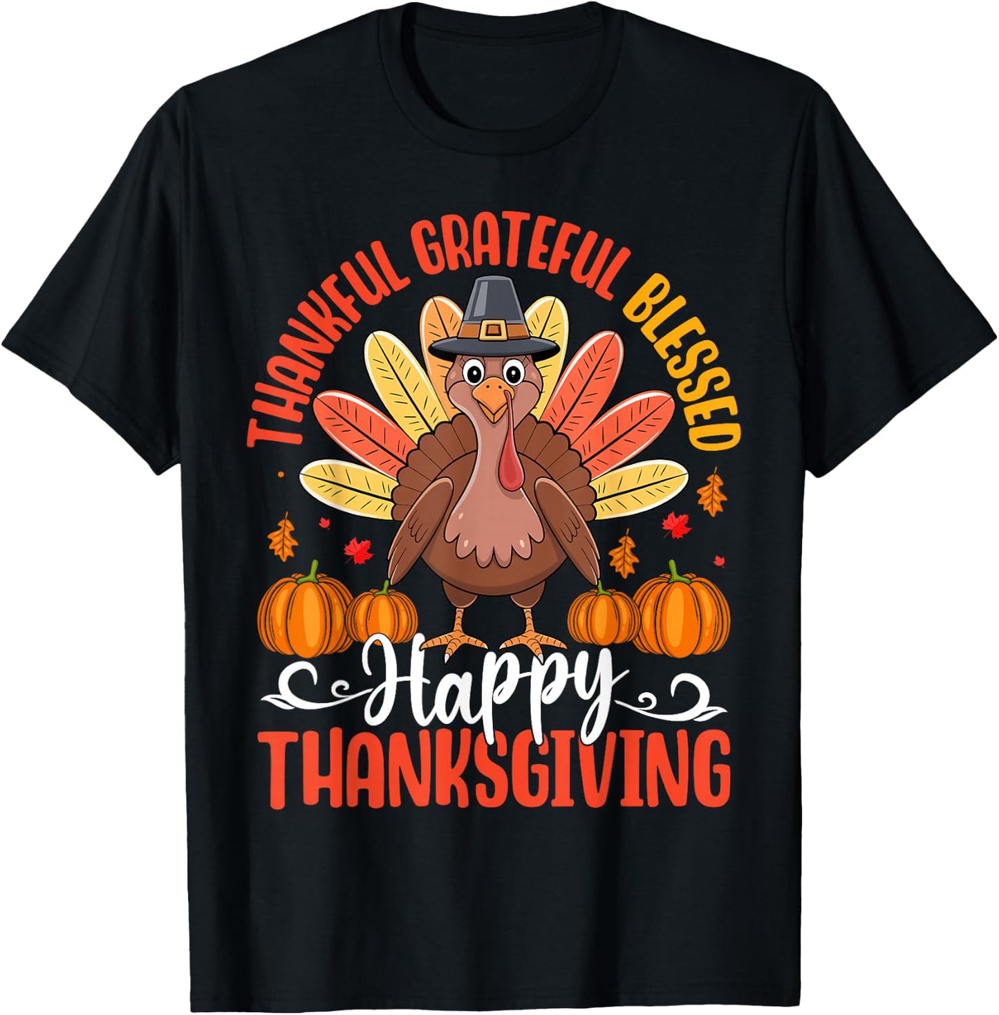Thanksgiving Women Men Girl Funny Turkey Autumn Fall Family T-Shirt - T-Shirt | Black