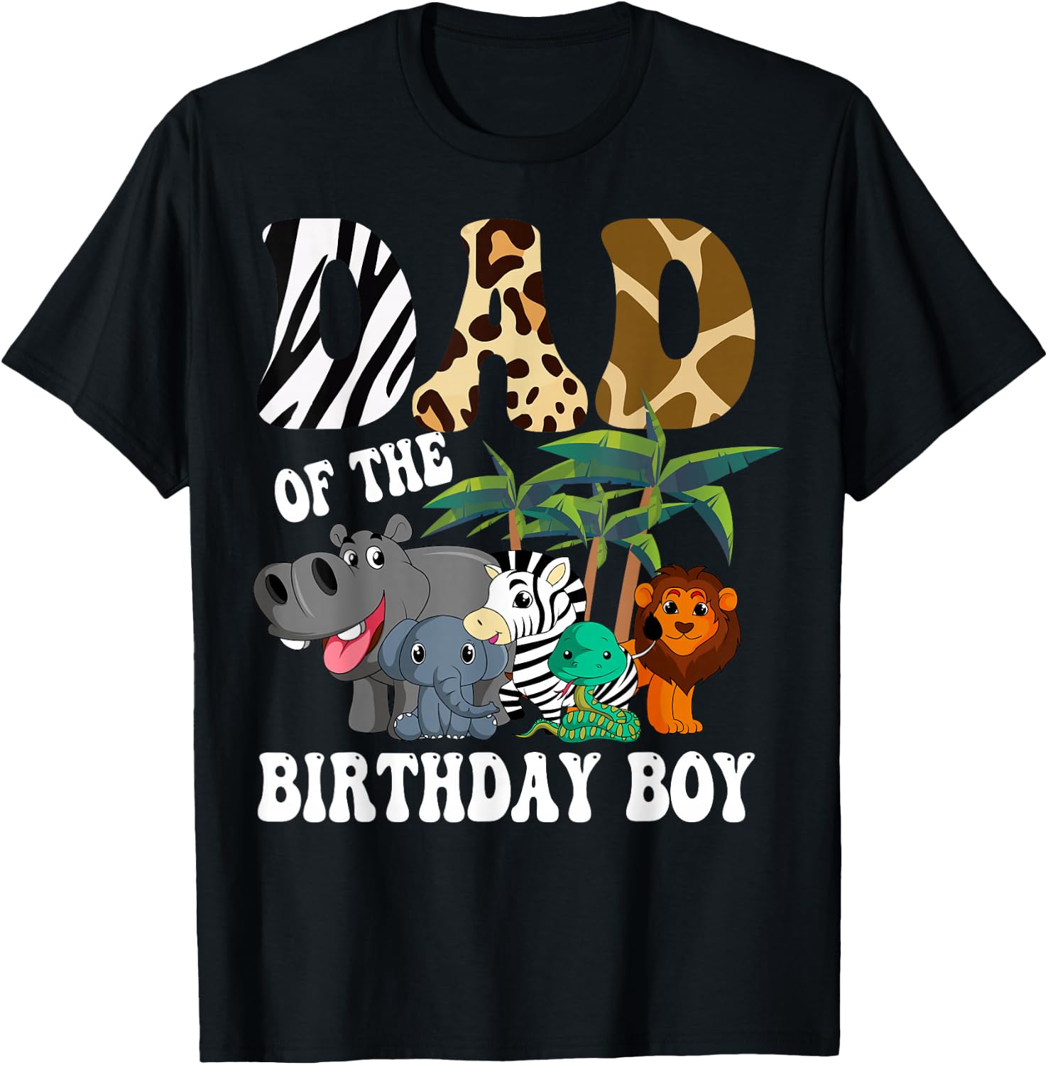 Dad of the Birthday Boy Zoo Bday Safari Celebration T-Shirt - T-Shirt | Black