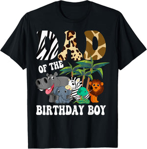 Dad of the Birthday Boy Zoo Bday Safari Celebration T-Shirt - T-Shirt | Black