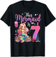 This Mermaid is 7 Year Old Girls 7th Birthday Mermaid T-Shirt - T-Shirt | Black