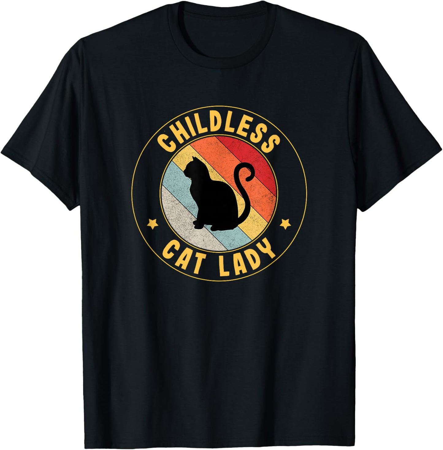 Vintage Childless Cat Lady T-Shirt - T-Shirt | Black