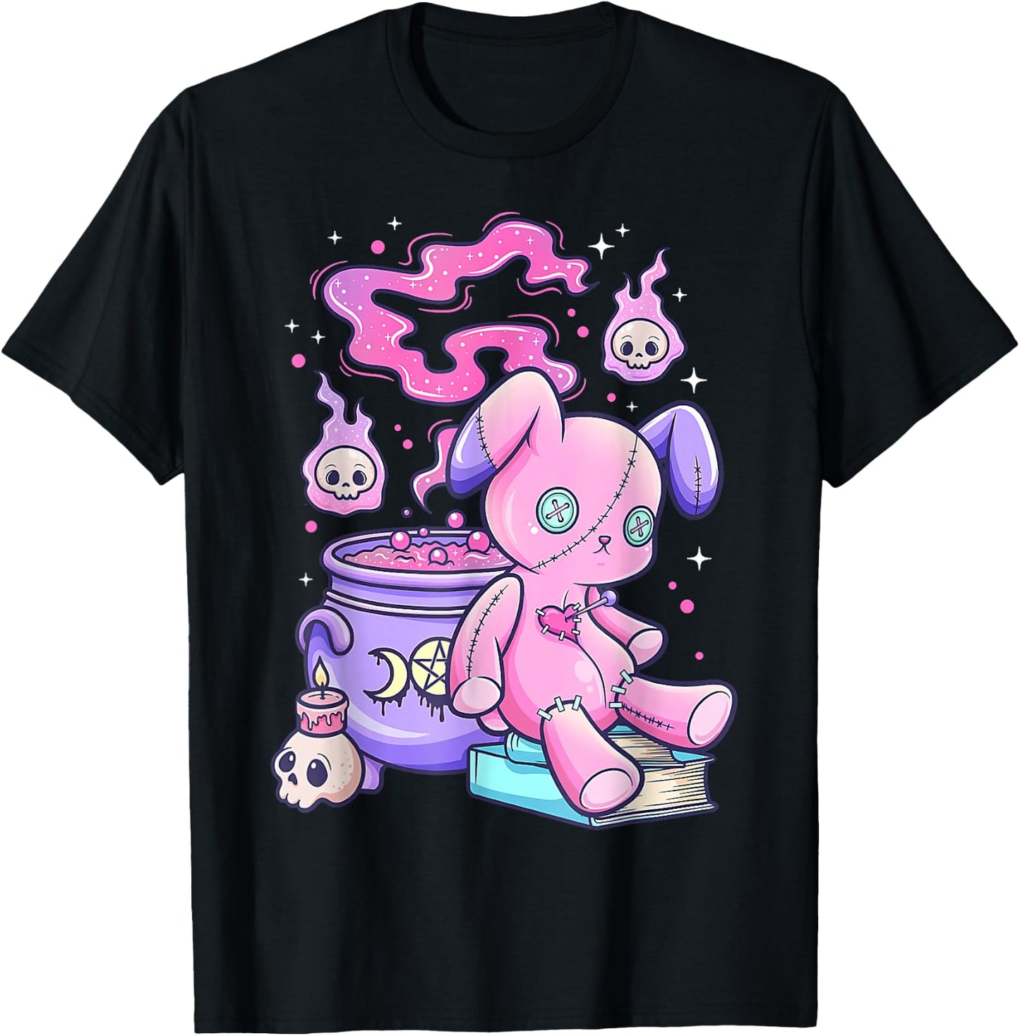 Kawaii Pastel Goth Cute Creepy Witchy Bear Small T-Shirt - T-Shirt | Black