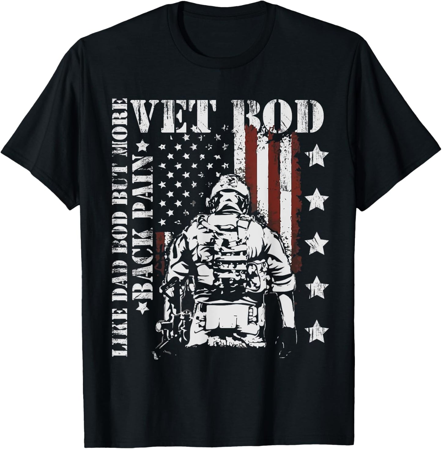 Vintage Vet Bod Like Dad Bod But More Back Pain Retro T-Shirt - T-Shirt | Black