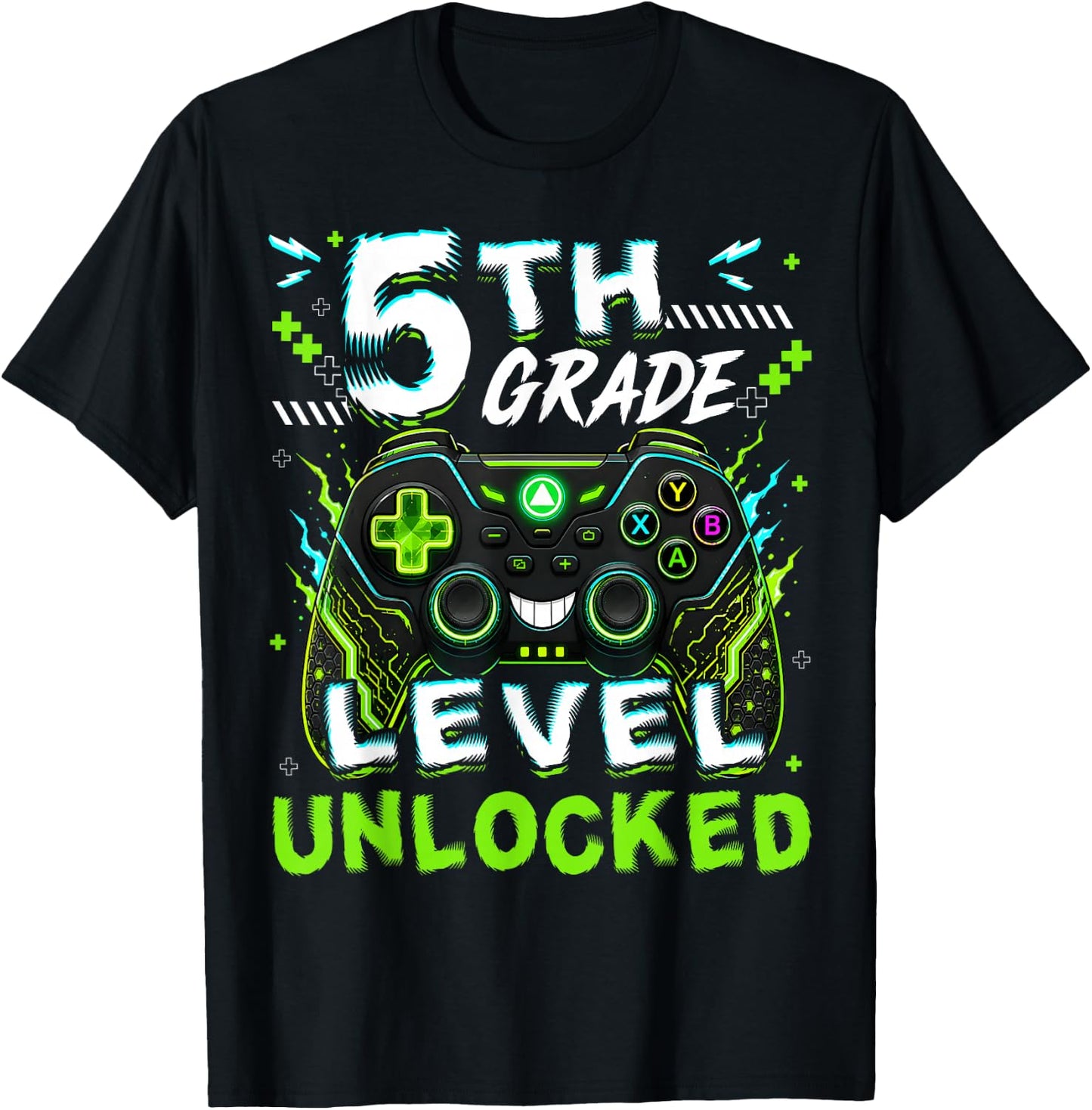 Back to School 5th Grade Level Unlocked Video Gamer Boy Kid T-Shirt - T-Shirt | Black