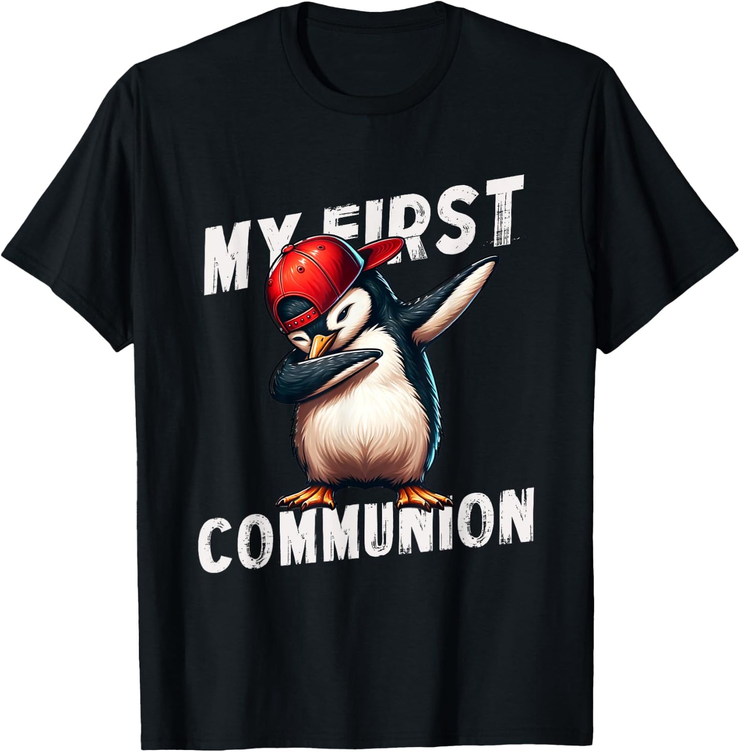 My First Communion Dabbing penguin 1st Communion Kids T-Shirt - T-Shirt | Black