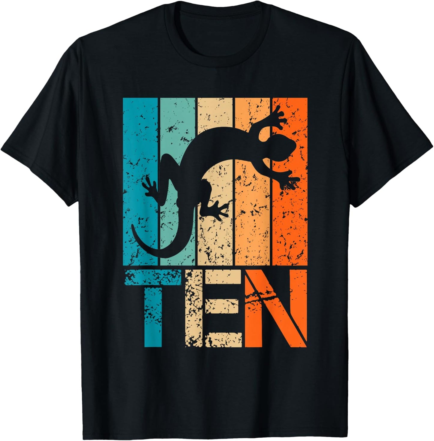 10th Lizard Birthday 10 Year Old 10yr Boys Birthday Reptile T-Shirt - T-Shirt | Black