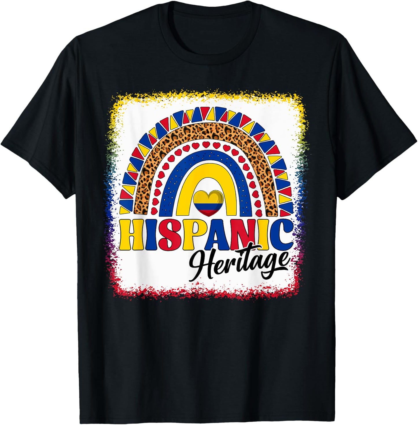 Colombia Hispanic Heritage Month Colombian Flag Boho Rainbow T-Shirt - T-Shirt | Black