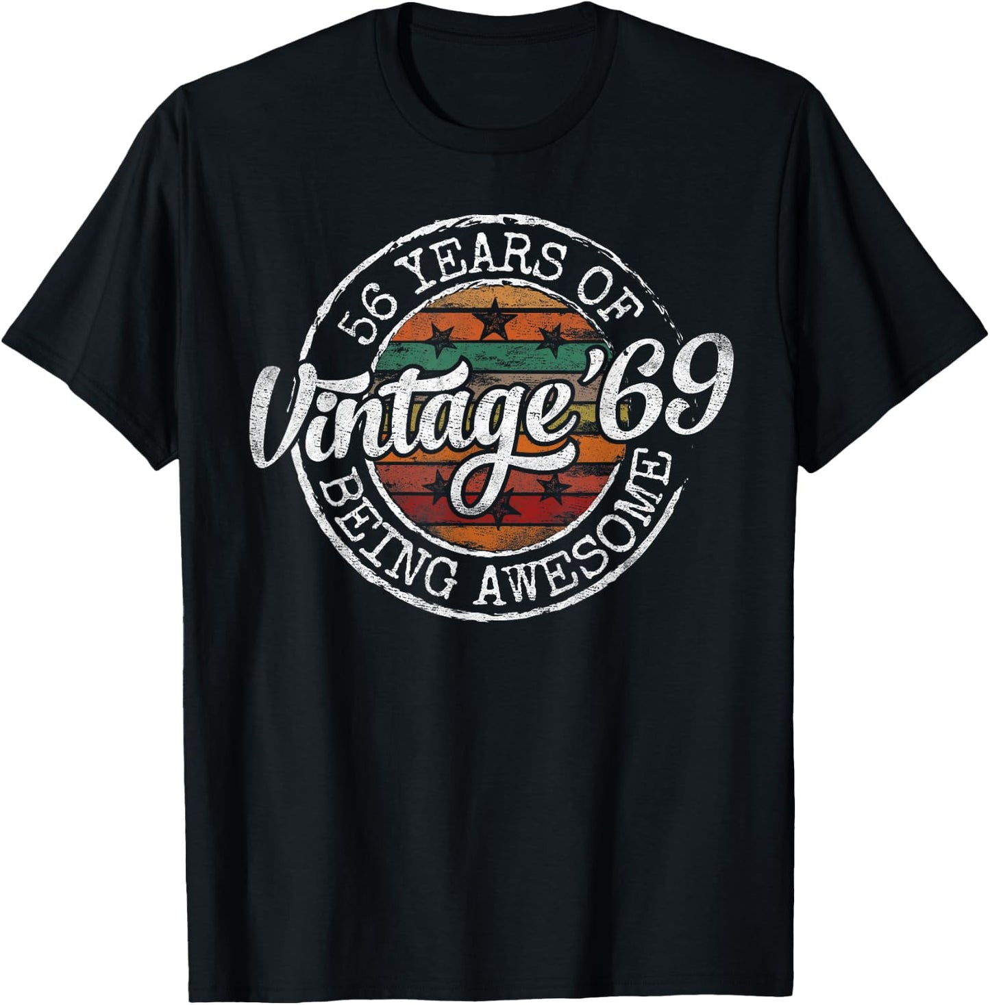Vintage 1969 Bday Stamp 56th Birthday Gifts 56 Year Old T-Shirt - T-Shirt | Black