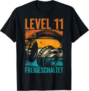 11th Birthday Boys Video Gamer Level 11 Unlocked Boys T-Shirt - T-Shirt | Black