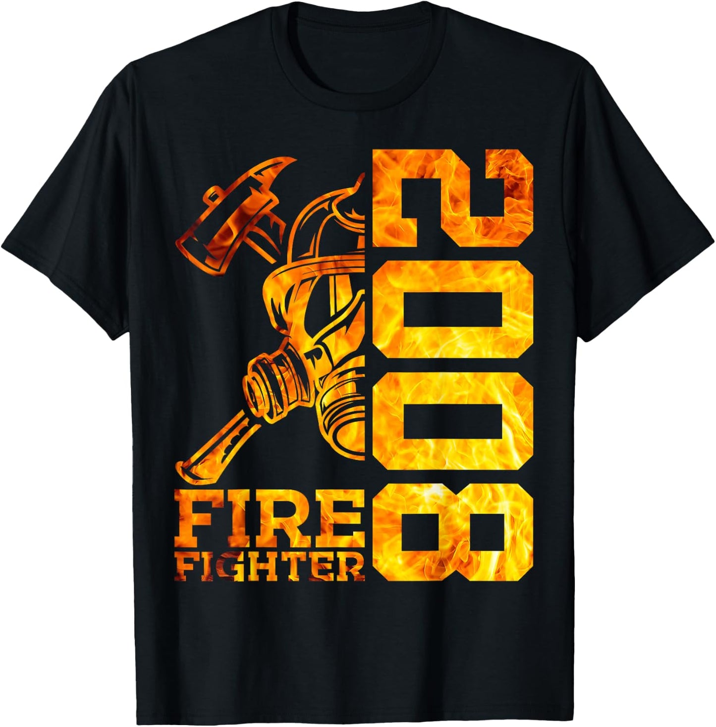 FIRE FIGHTER 2008 15 YEARS FIRE FIGHTER 15TH BIRTHDAY , black T-Shirt - T-Shirt | Black