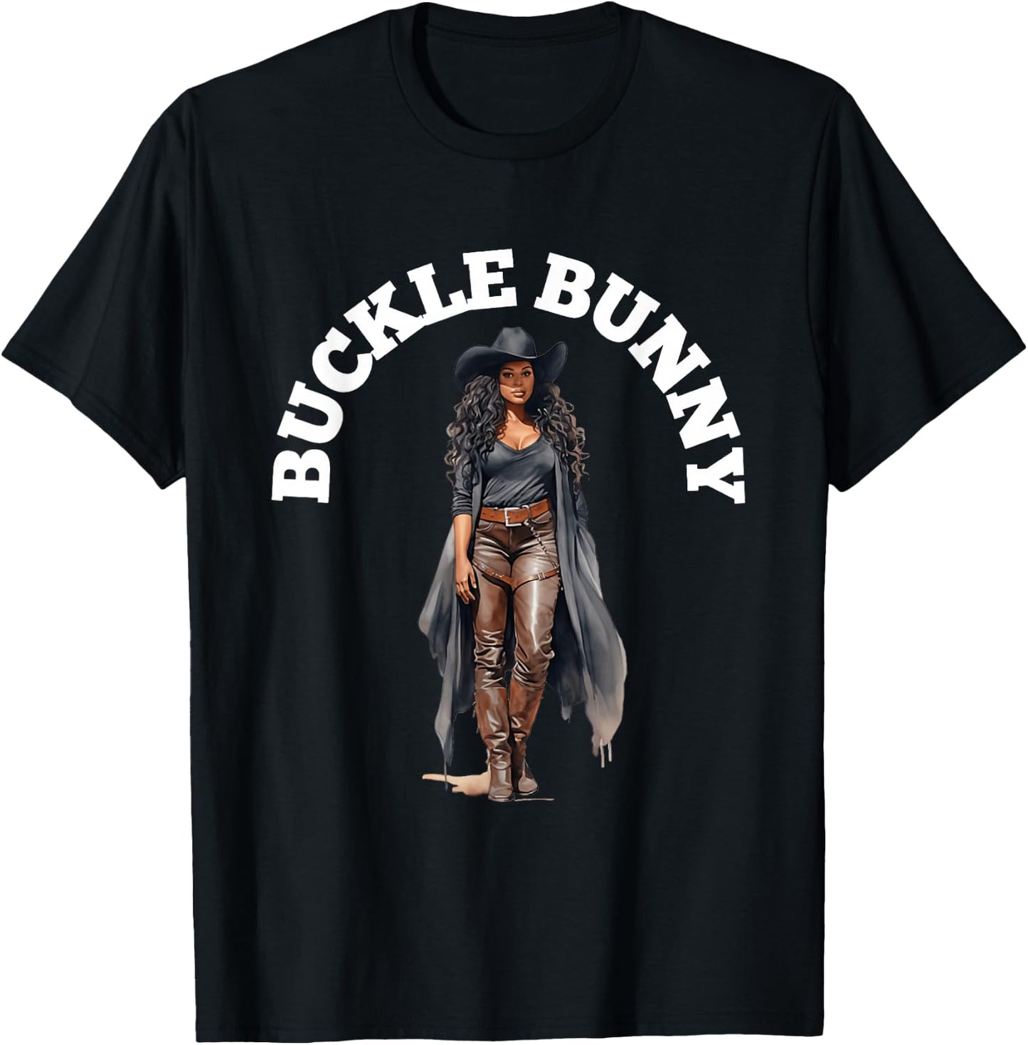 Buckle Bunny , Black Cowgirl Western T-Shirt - T-Shirt | Black