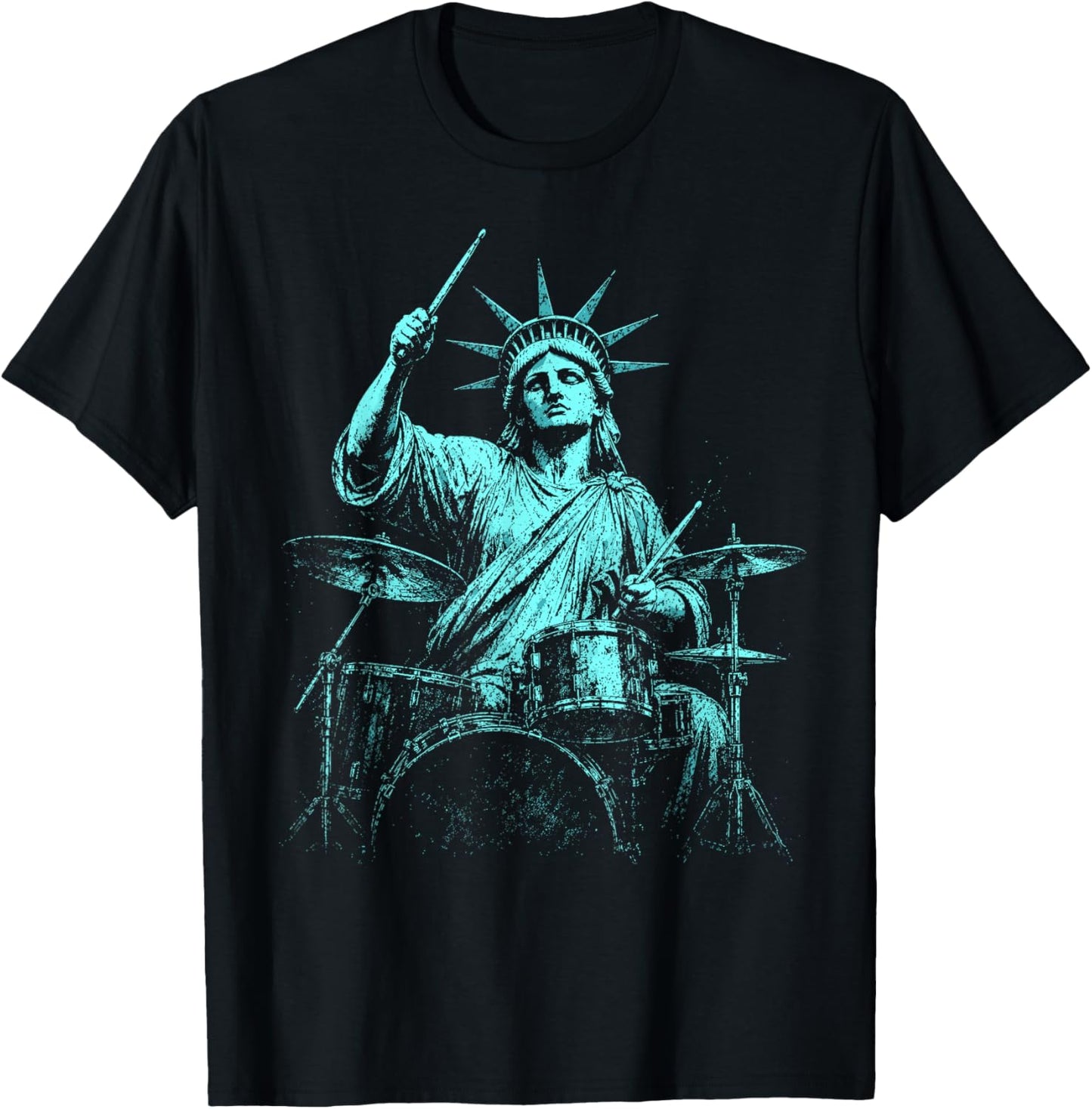 4th of July Statue of Liberty Drummer 1776 2026 T-Shirt - T-Shirt | Black