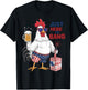 Just Here To Bang Patriotic Rooster Fireworks 4th Of July T-Shirt - T-Shirt | Black