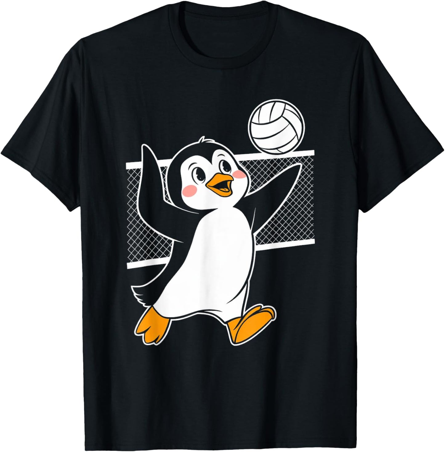 Cute Penguin Playing Volleyball Funny Penguin Beach Design T-Shirt - T-Shirt | Black