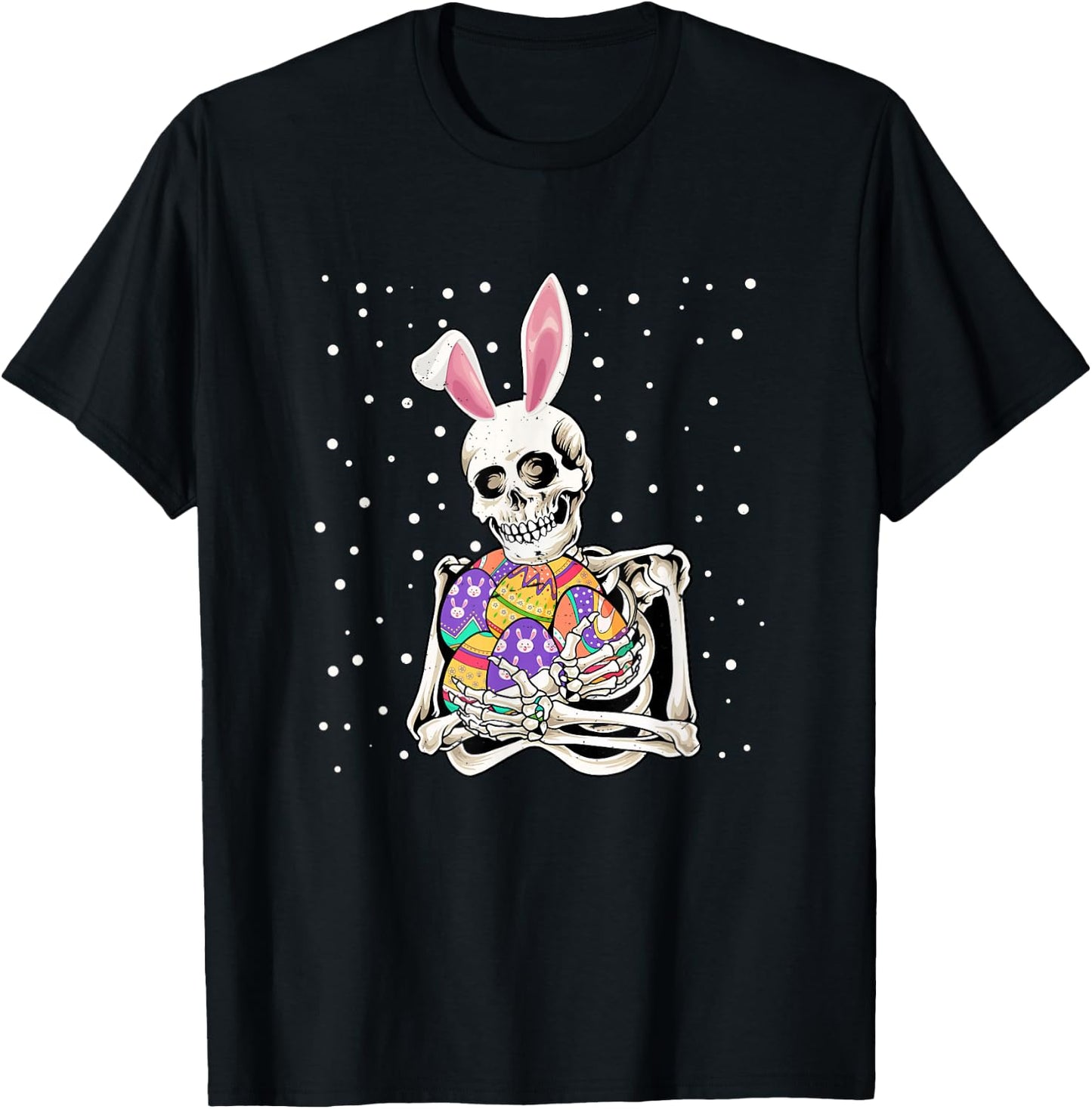 Bunny Skeleton Holding Easter Eggs Funny Easter Day Kids T-Shirt - T-Shirt | Black