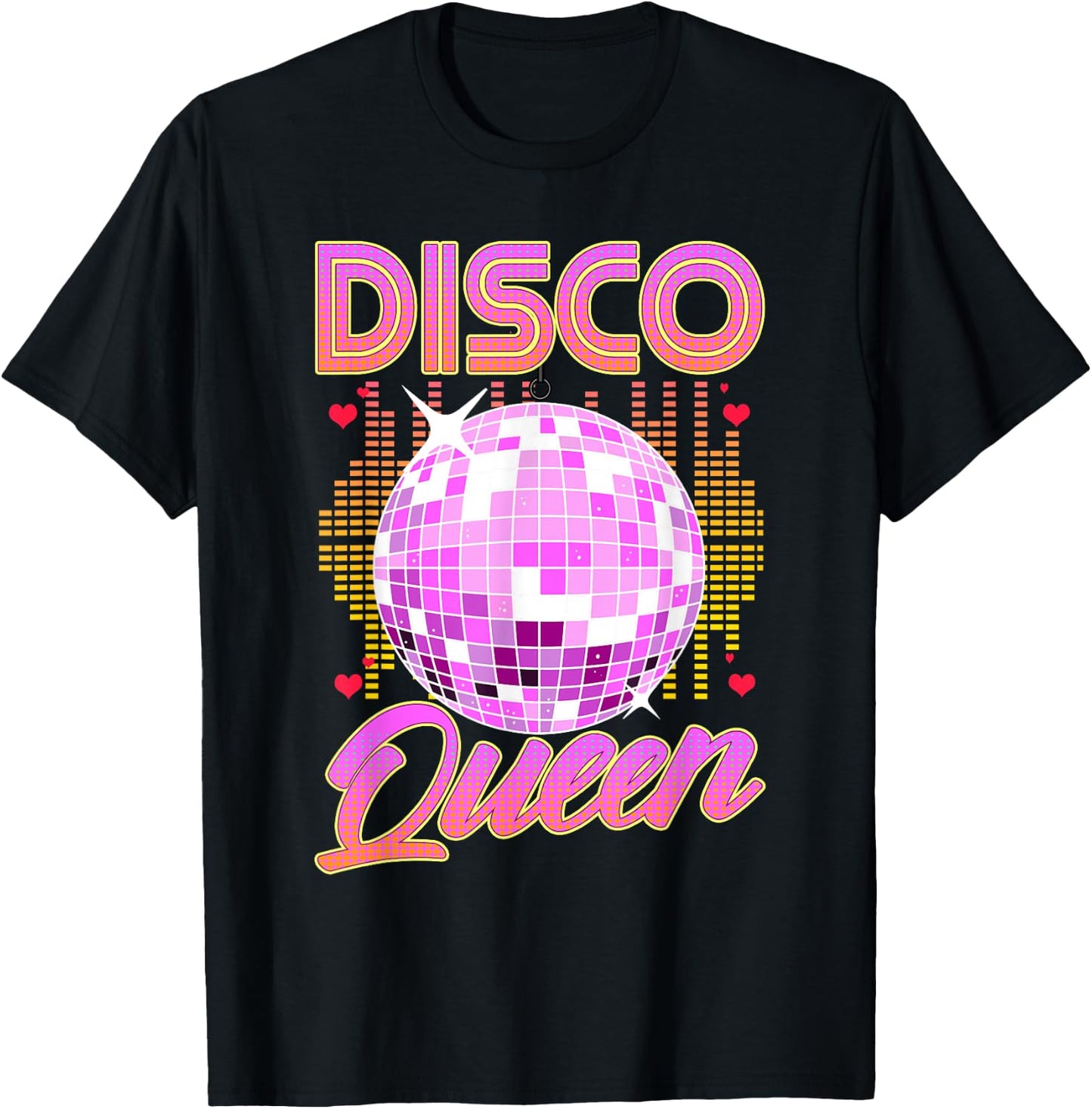 Disco Queen Retro 70s 80s Dance Party Mirror Ball Dancer , black, S T-Shirt - T-Shirt | Black