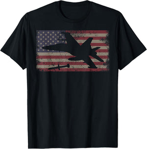 EA-18G Growler Jet Plane USA Flag Patriot Gift T-Shirt - T-Shirt | Black