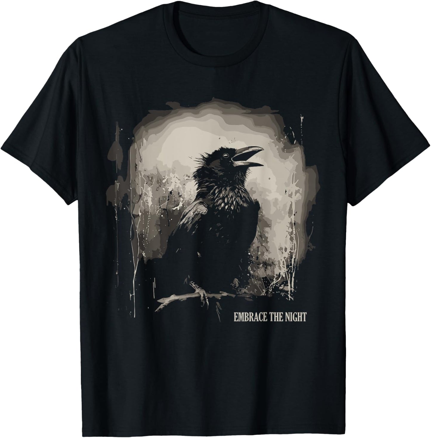 Embrace the Night - Mystic Raven Gothic Witchcraft Crow T-Shirt - T-Shirt | Black