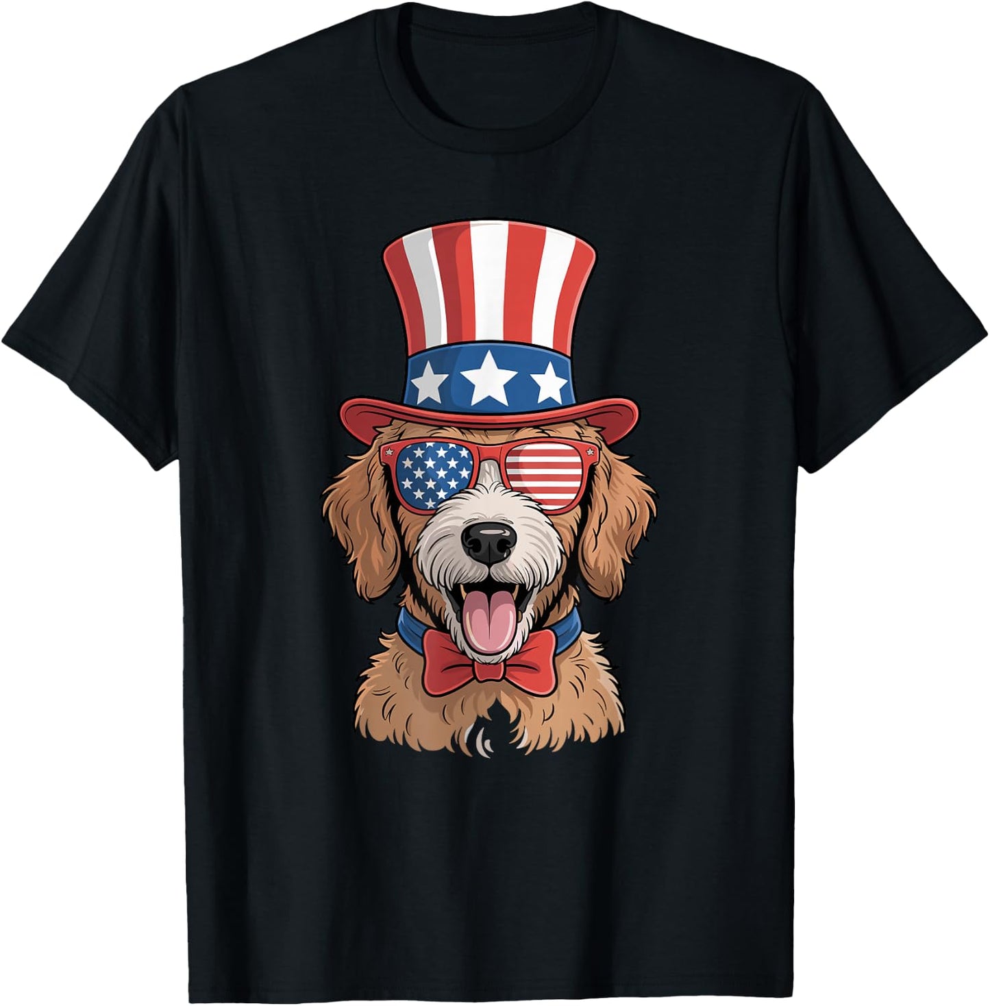 USA American Flag Goldendoodle Golden Doodle 4th Of July T-Shirt - T-Shirt | Black
