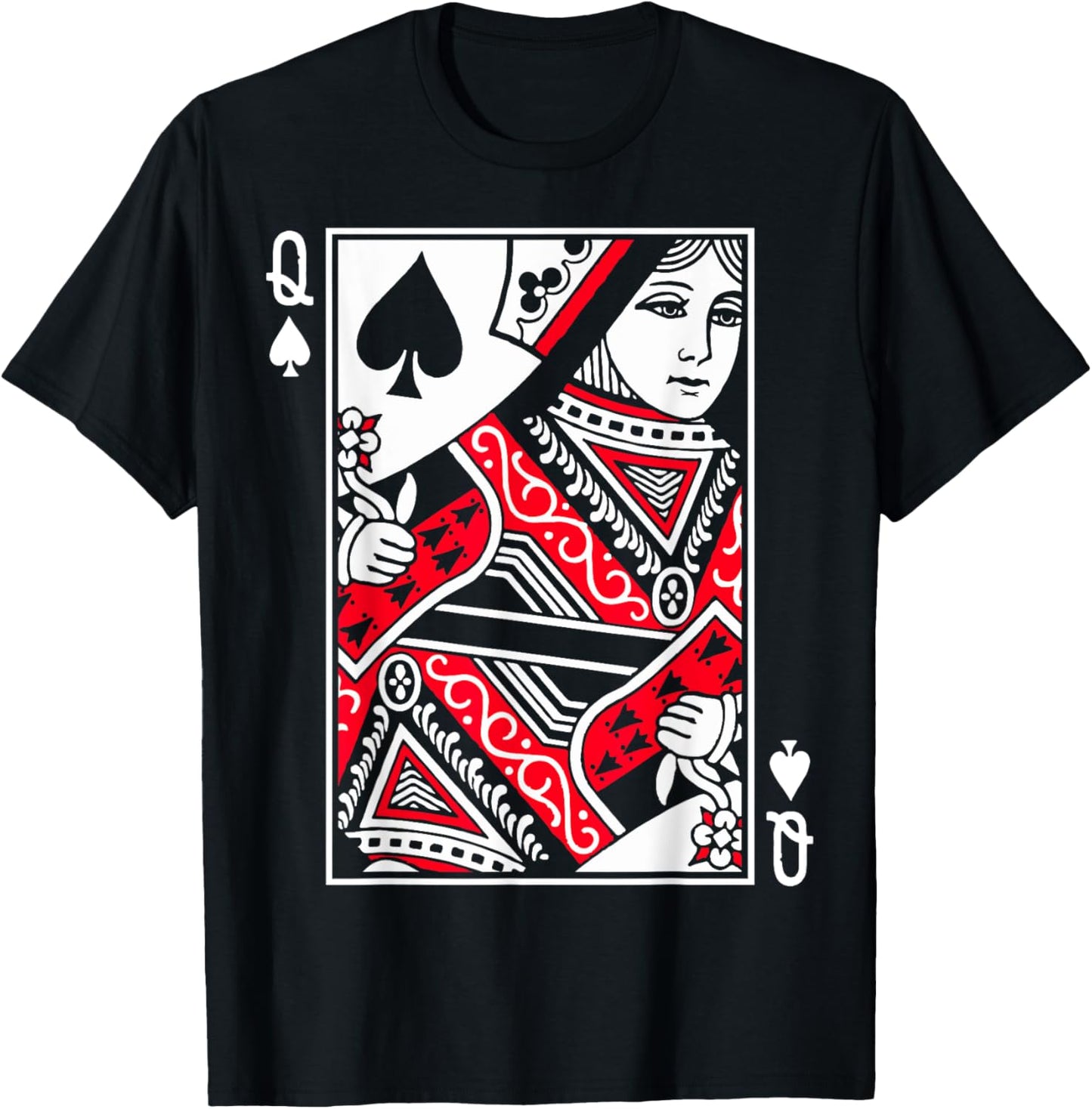 Queen of Spades Poker or Blackjack Queens Playing Card Cards T-Shirt - T-Shirt | Black