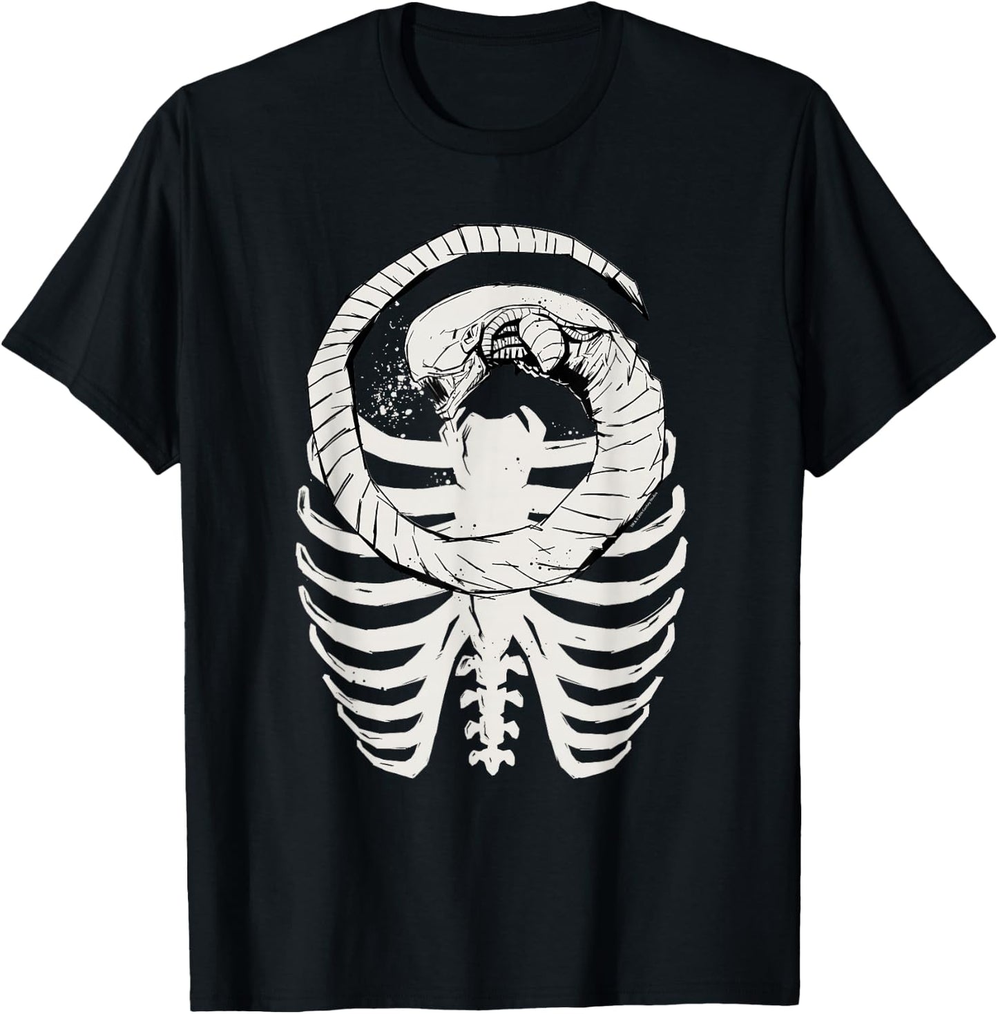 Alien: Romulus Xenomorph Chestburster in Ribcage Art , Black, S T-Shirt - T-Shirt | Black