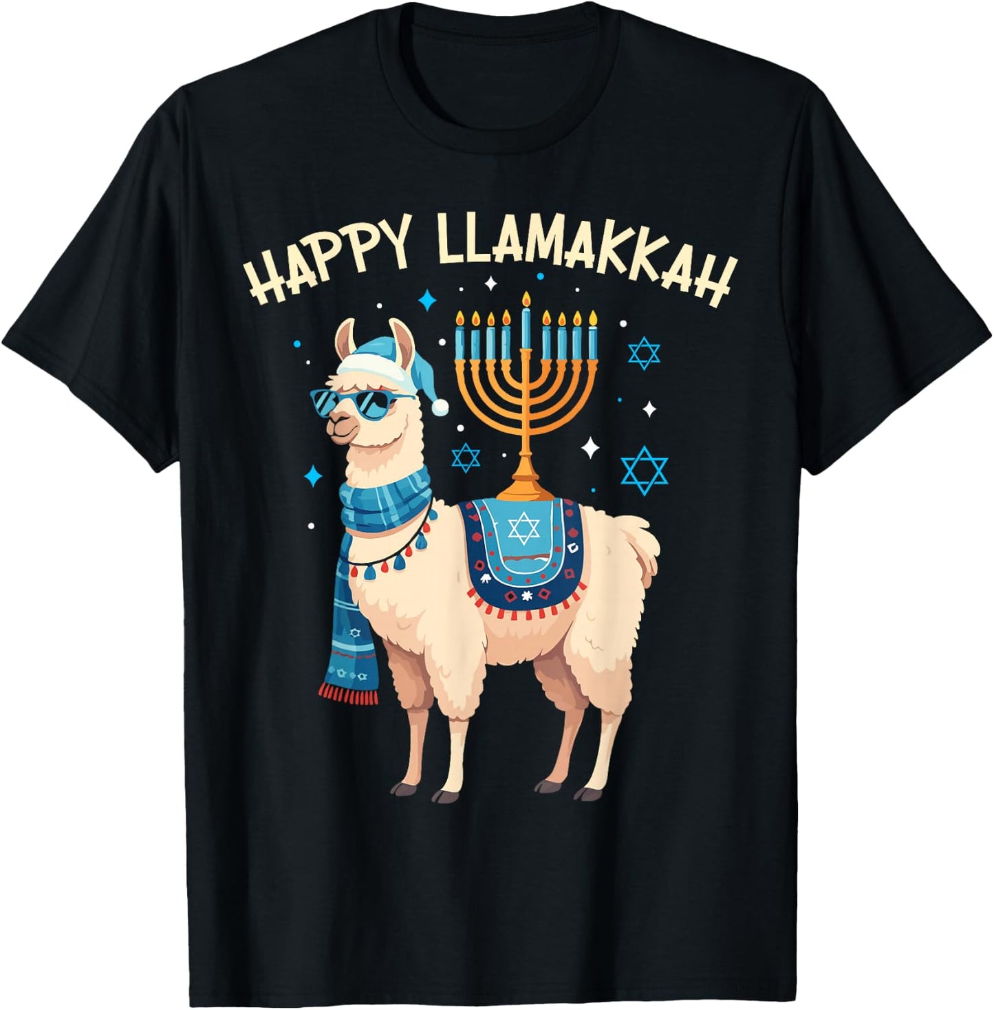 Funny Hanukkah Happy Llamakkah Llama Jewish Chanukah Kids T-Shirt - T-Shirt | Black