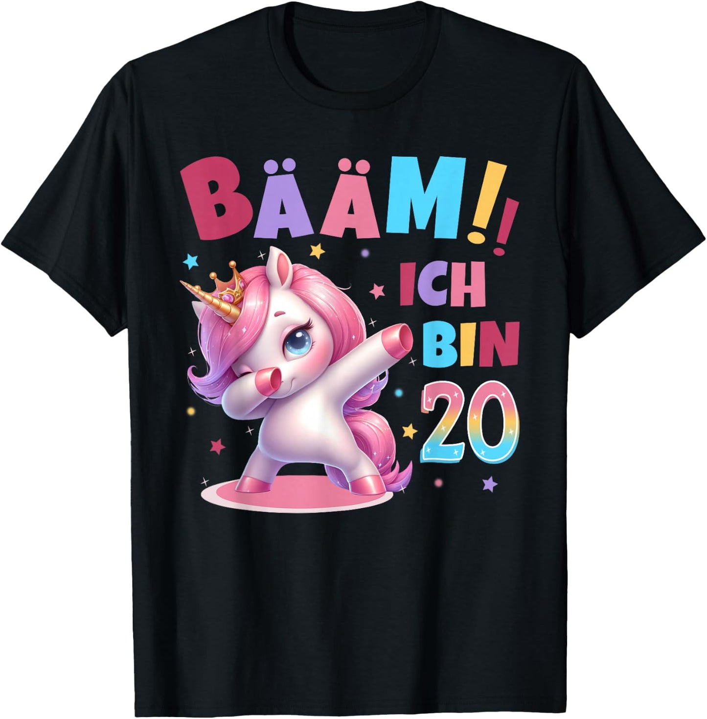 20th Birthday Woman 20 Years Unicorn Party Outfit Unicorn , black T-Shirt - T-Shirt | Black