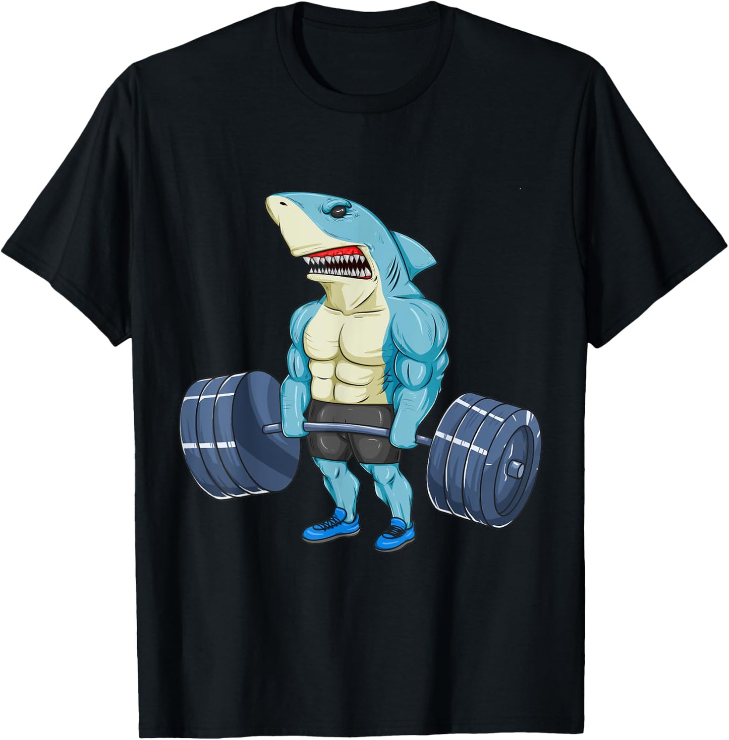 Funny Shark Weightlifting Bodybuilder Muscle Fitness T-Shirt - T-Shirt | Black