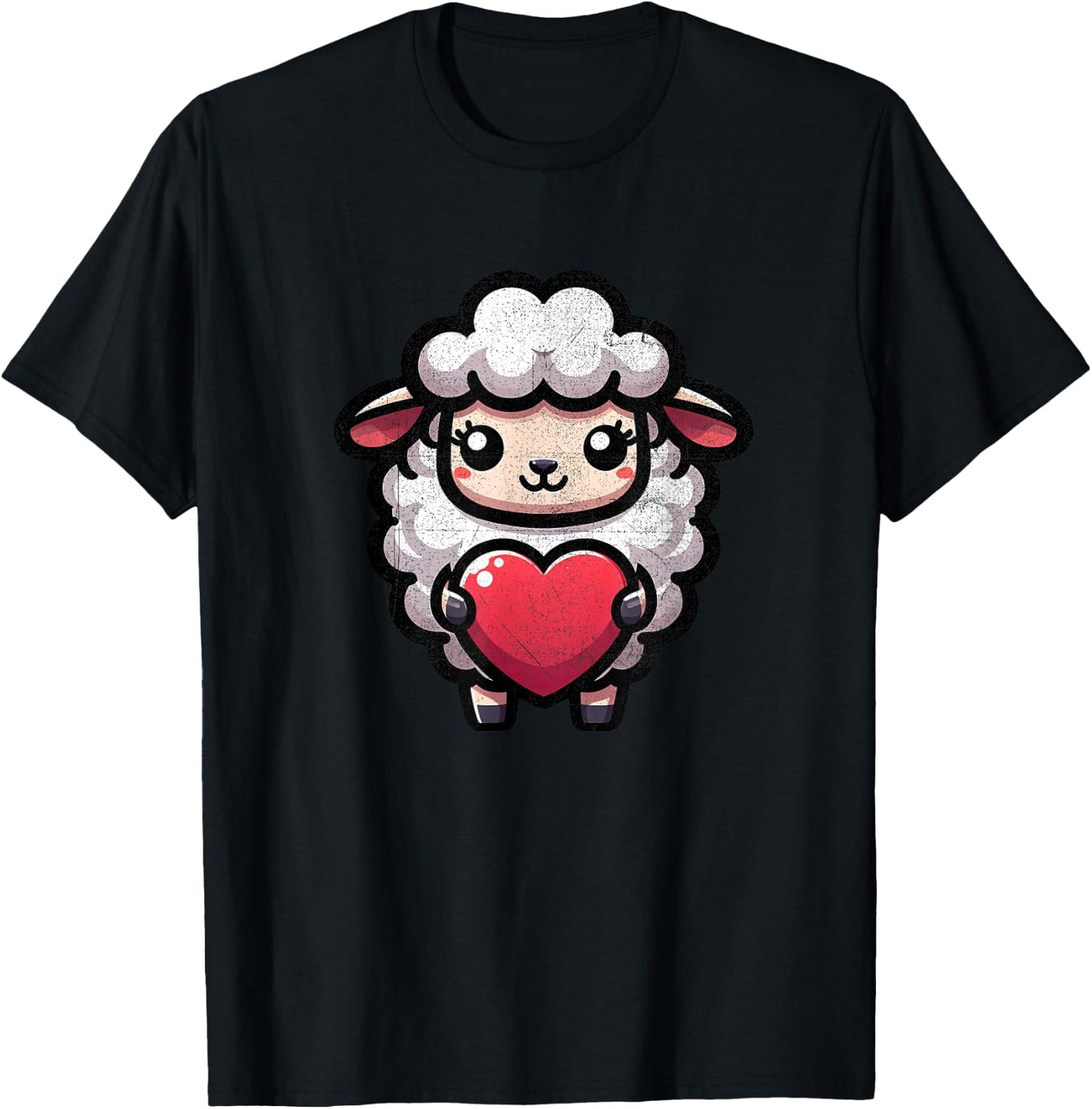 Sheep Lamb Valentines Heart Lover Funny Boys Girls Kids T-Shirt - T-Shirt | Black