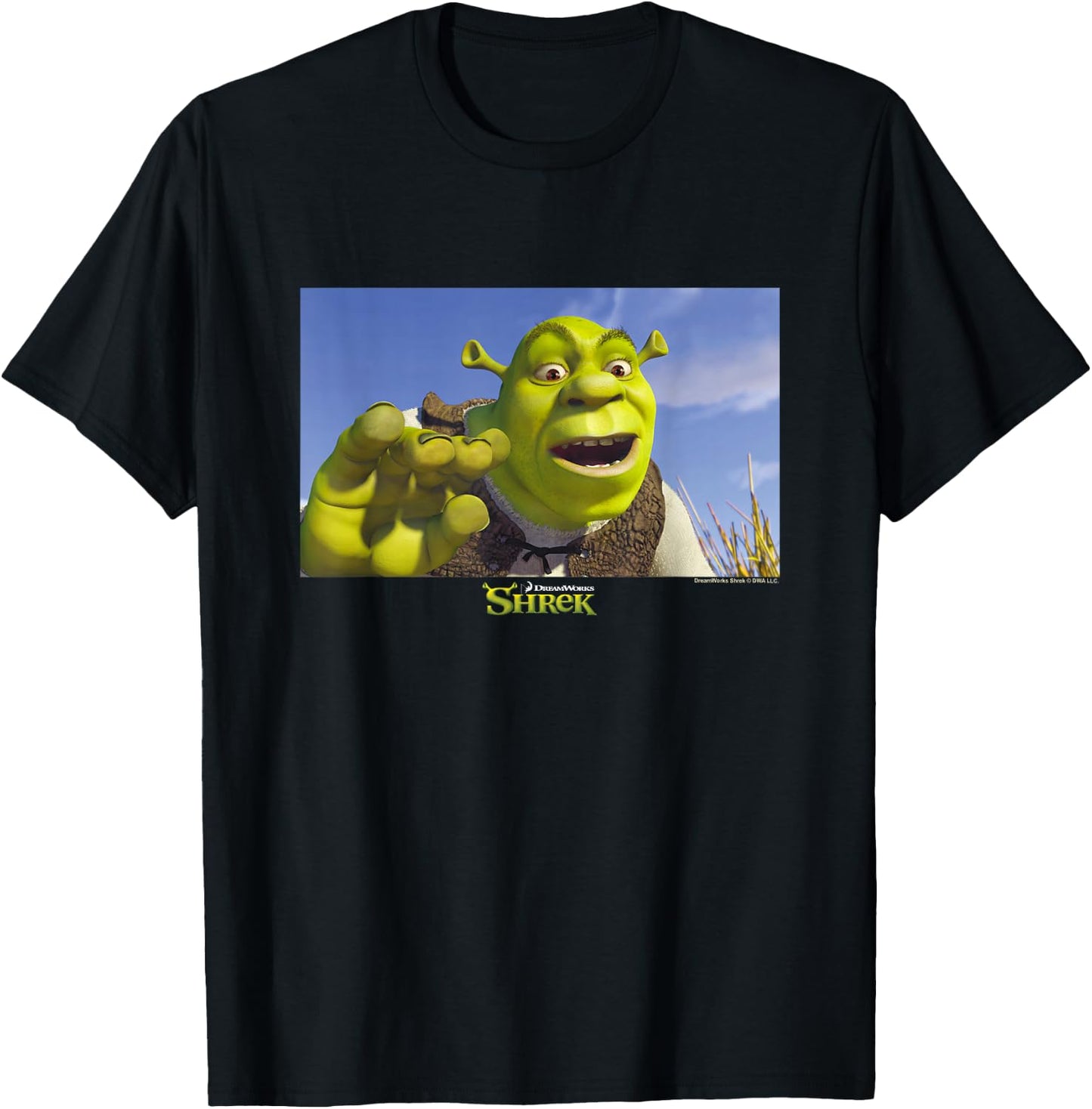 Shrek Iconic Sarcastic Shrek Scene Big Chest Poster T-Shirt - T-Shirt | Black