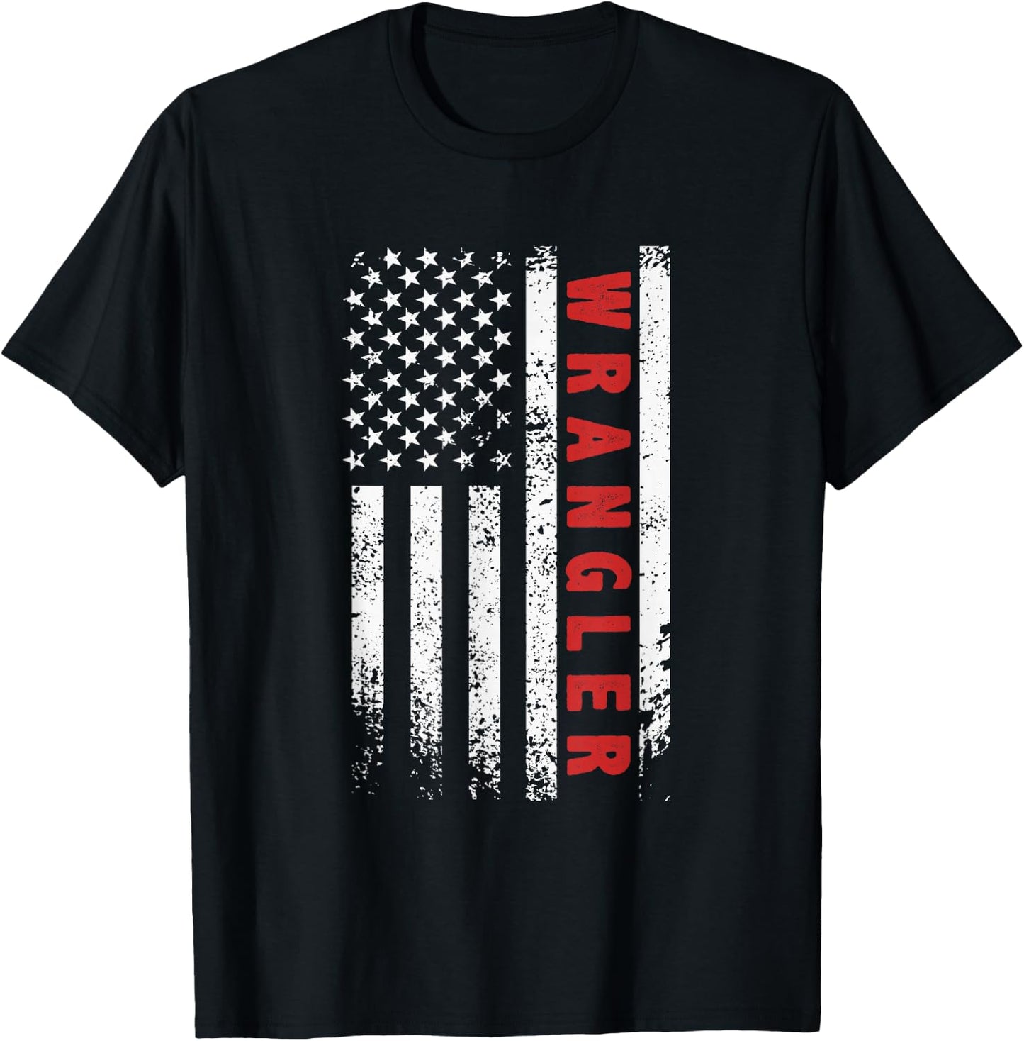 US Wrangler-Profession Independence Day Red Line USA Flag , black T-Shirt - T-Shirt | Black