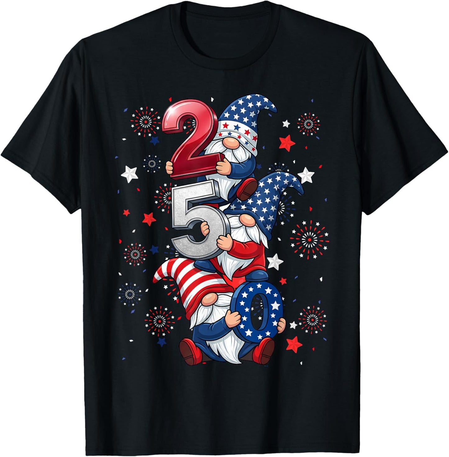 Gnome 250 Years 1776-2026 250th Birthday 4th July Patriotic T-Shirt - T-Shirt | Black