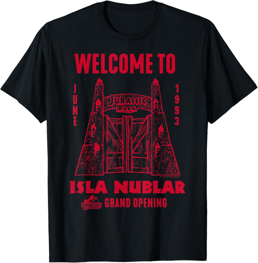 Jurassic Park 30th Anniversary Welcome to Isla Nublar Retro T-Shirt - T-Shirt | Black