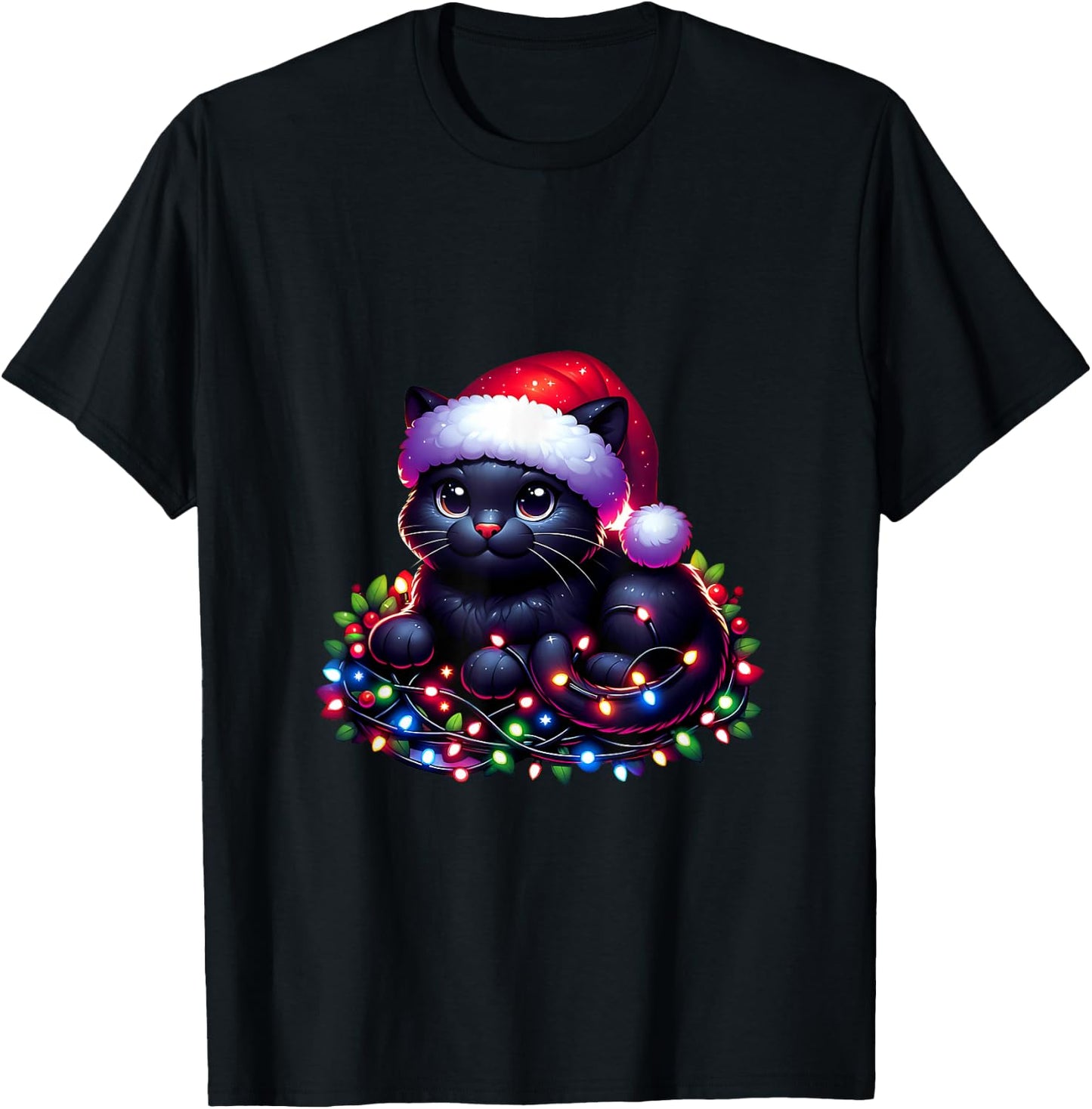 Christmas Cat Christmas Funny Cat Woman Man , Black, S T-Shirt - T-Shirt | Black