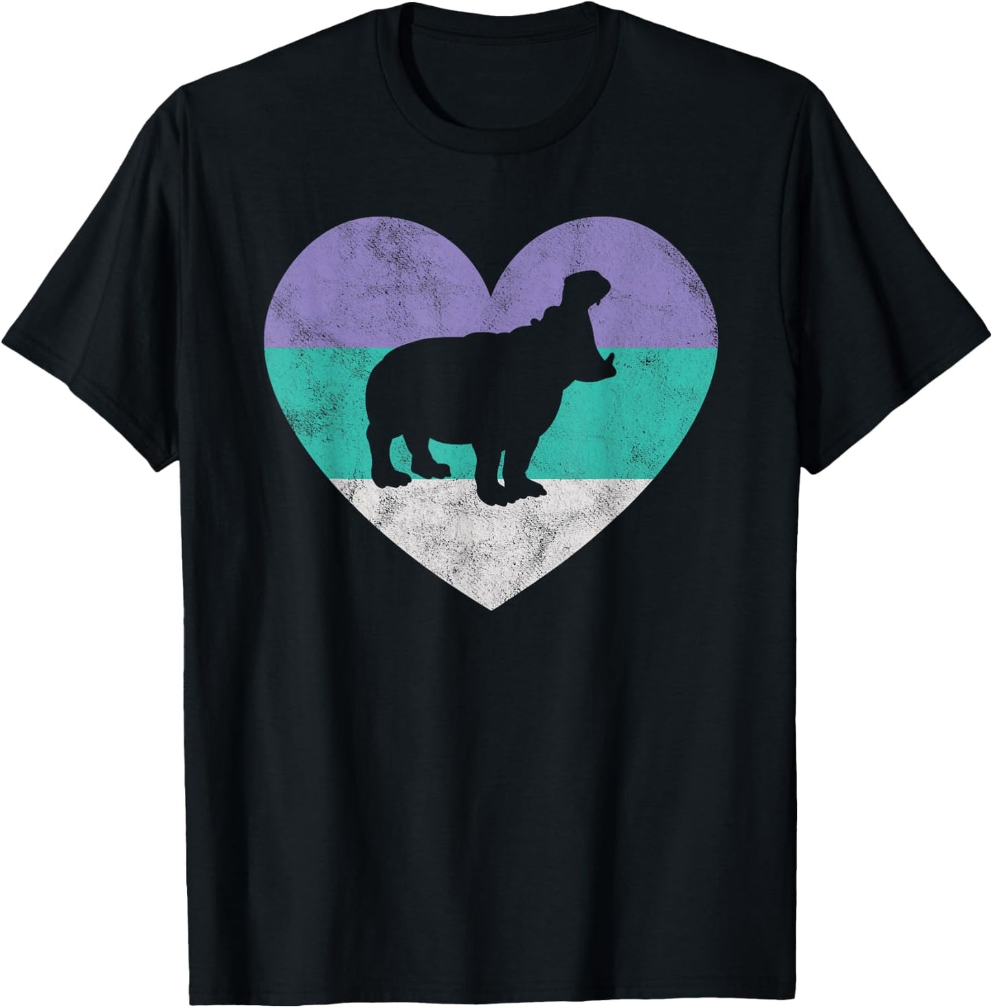 Hippopotamus Gift & Girls Retro Cute T-Shirt - T-Shirt | Black