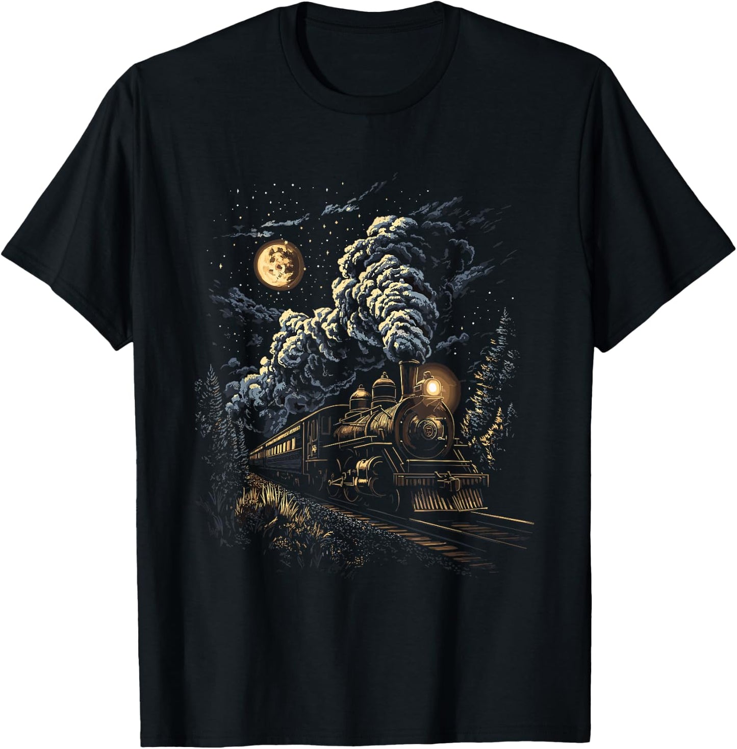 Cute Train Art youth Train Collector Railroad Lover T-Shirt - T-Shirt | Black