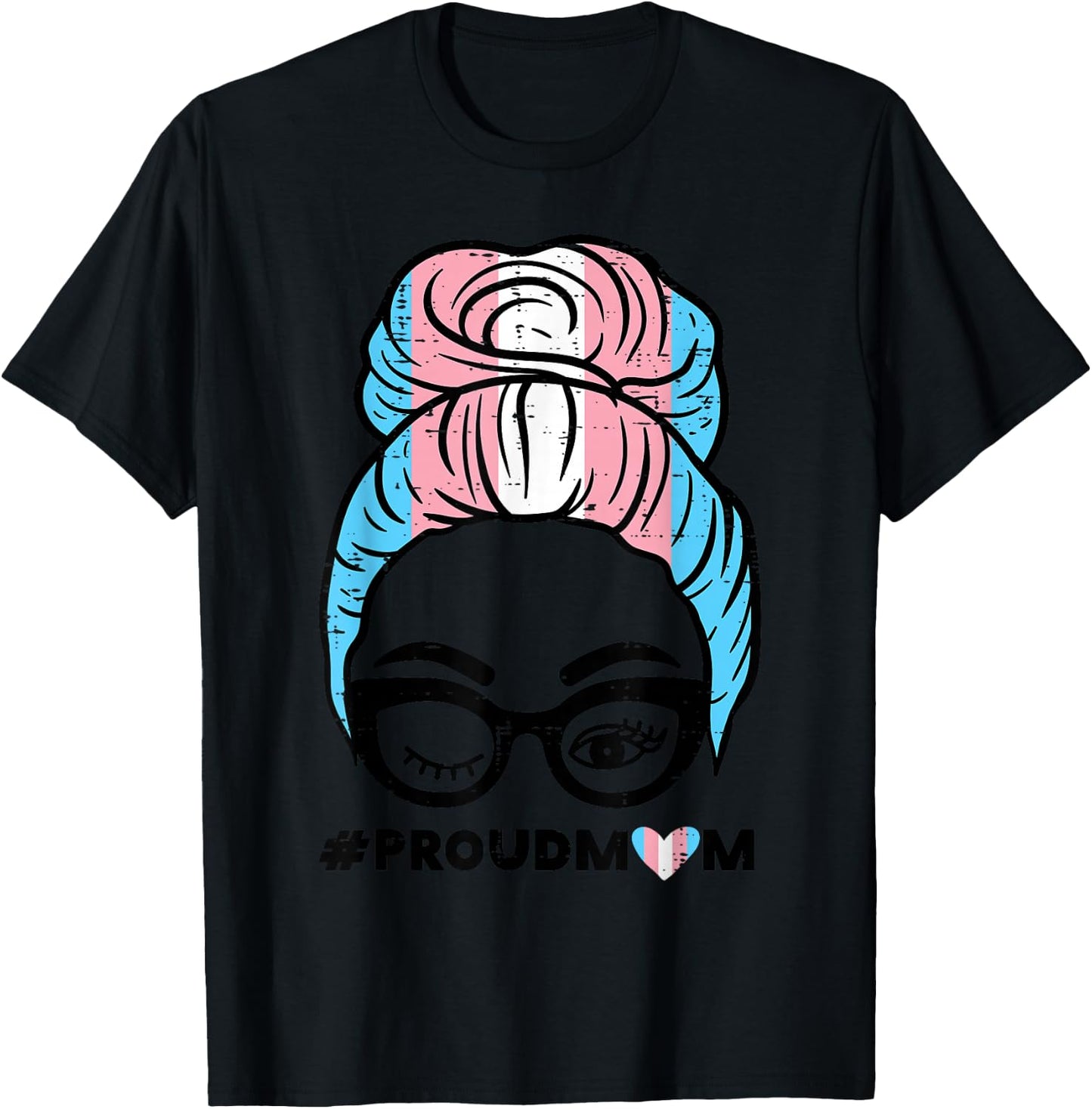Proud Transgender Mom Transsexual Trans Pride Flag T-Shirt - T-Shirt | Black