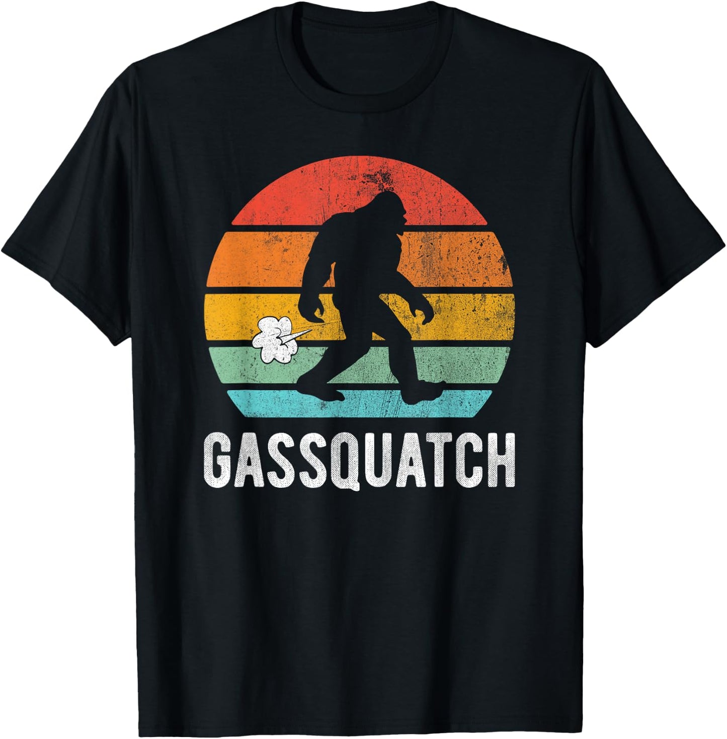 Gassquatch Funny Farting Bigfoot Sasquatch Fart Joke Pun T-Shirt - T-Shirt | Black