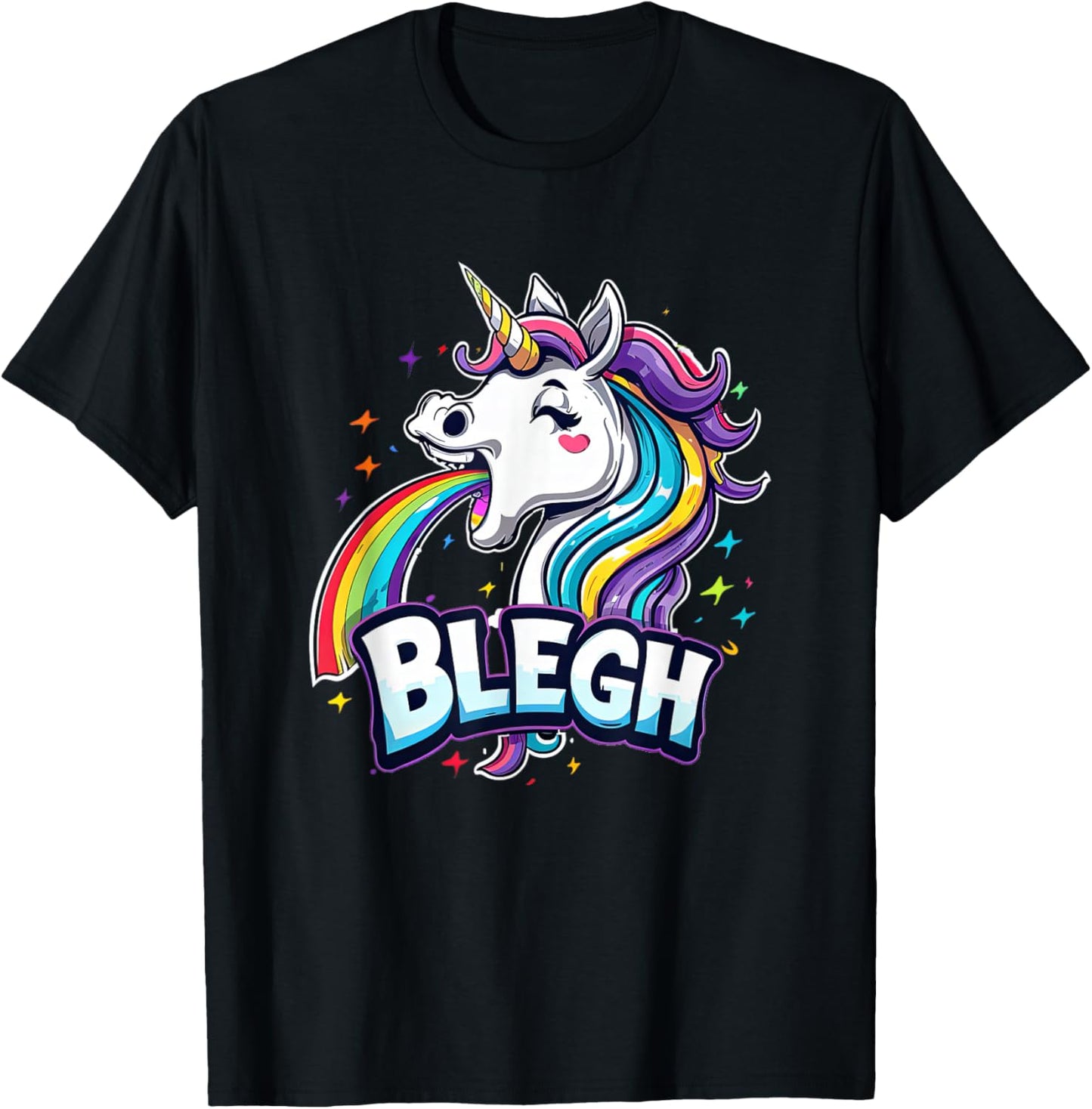 Blegh - Metalcore Unicorn Screaming Rainbow , black T-Shirt - T-Shirt | Black