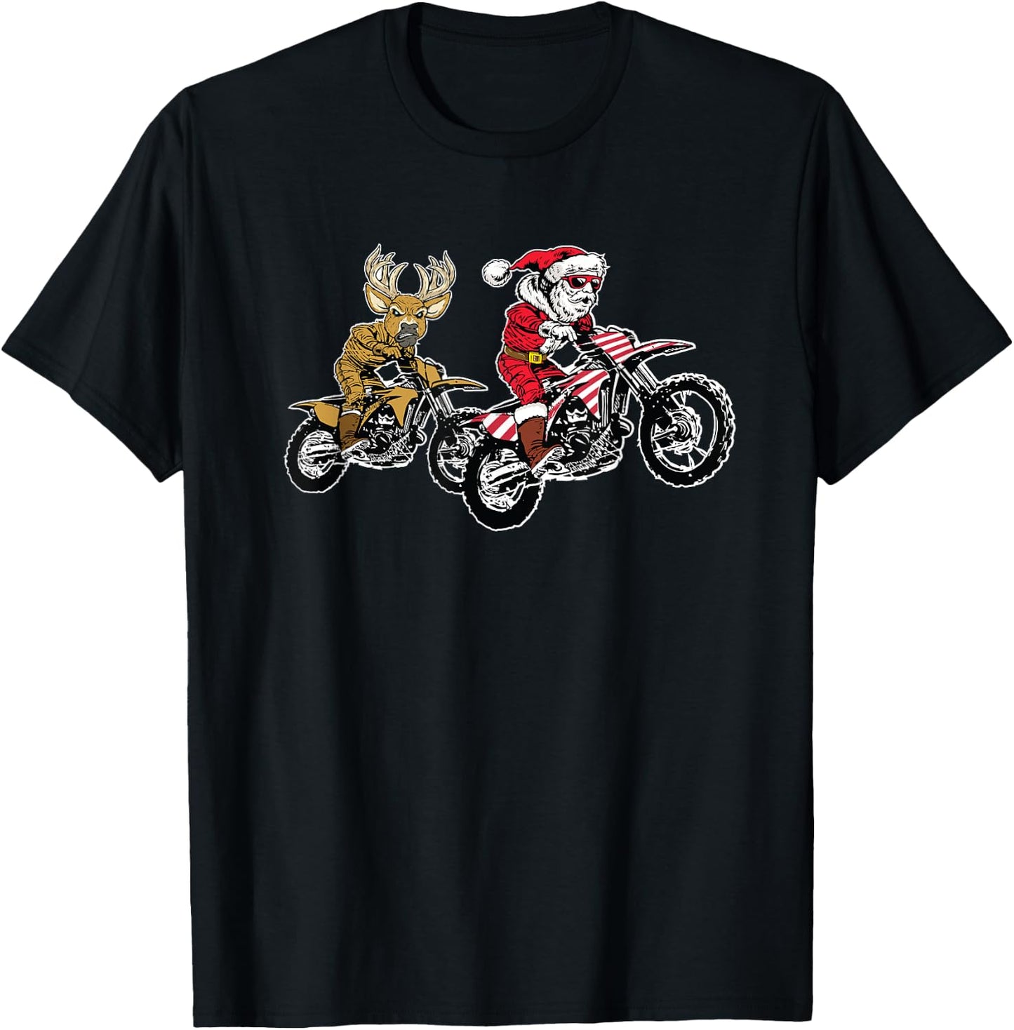 Christmas Motocross Santa Claus MX Dirt Bike T-Shirt - T-Shirt | Black