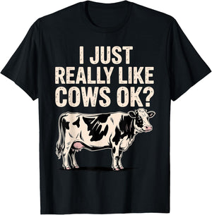 Funny Cow Design Women Kids Dairy Cattle Cow Lovers T-Shirt - T-Shirt | Black