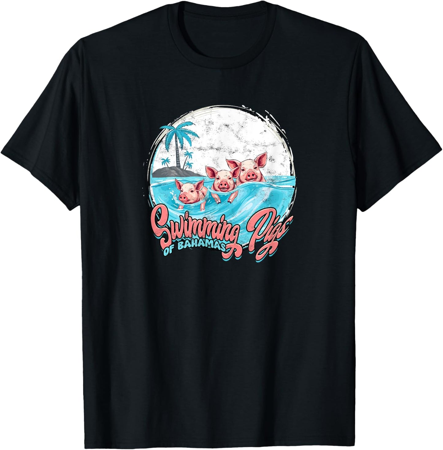 Swimming Pigs Bahamas - Fun T-Shirt - T-Shirt | Black