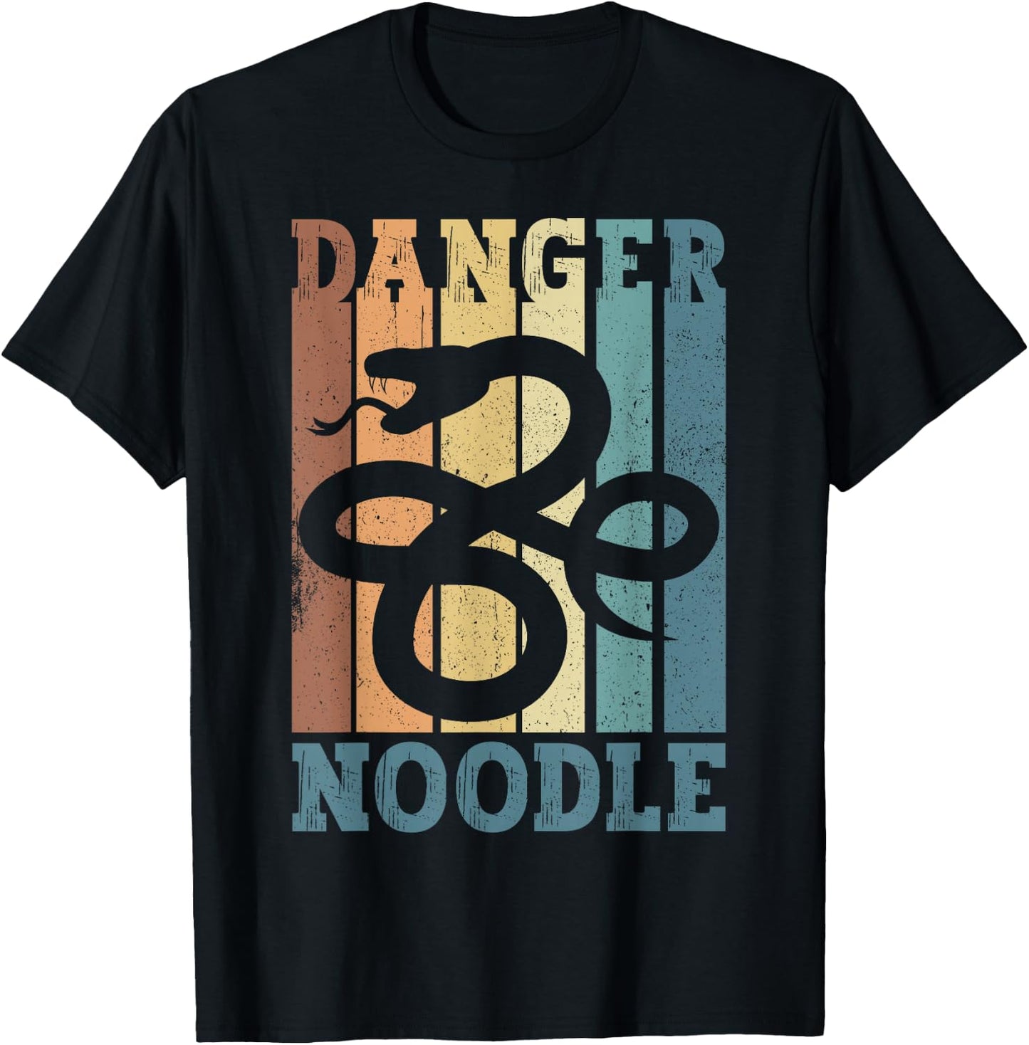 Snake Danger Noodle Retro T-Shirt - T-Shirt | Black