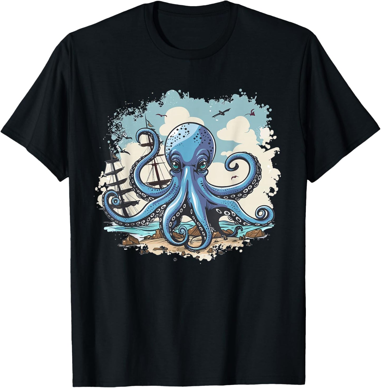 Cute Octopus Art I Kids Octopus T-Shirt - T-Shirt | Black