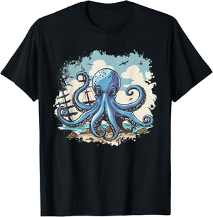 Cute Octopus Art I Kids Octopus T-Shirt - T-Shirt | Black