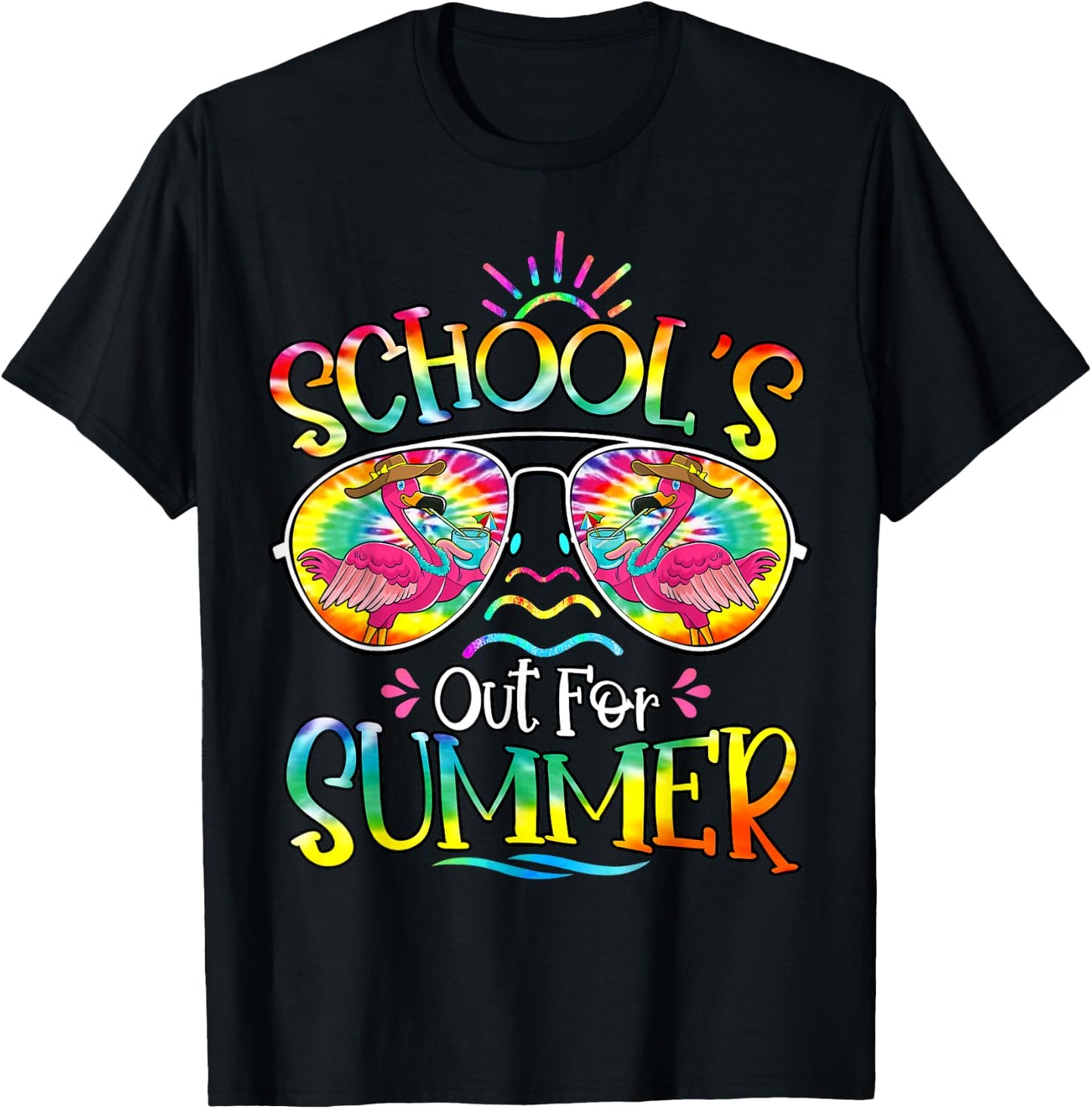 School's Out For Summer Last Day Of School Hello Flamingo T-Shirt - T-Shirt | Black