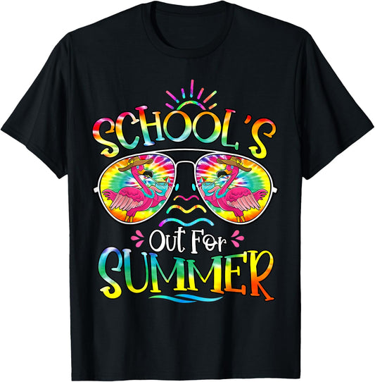 School's Out For Summer Last Day Of School Hello Flamingo T-Shirt - T-Shirt | Black