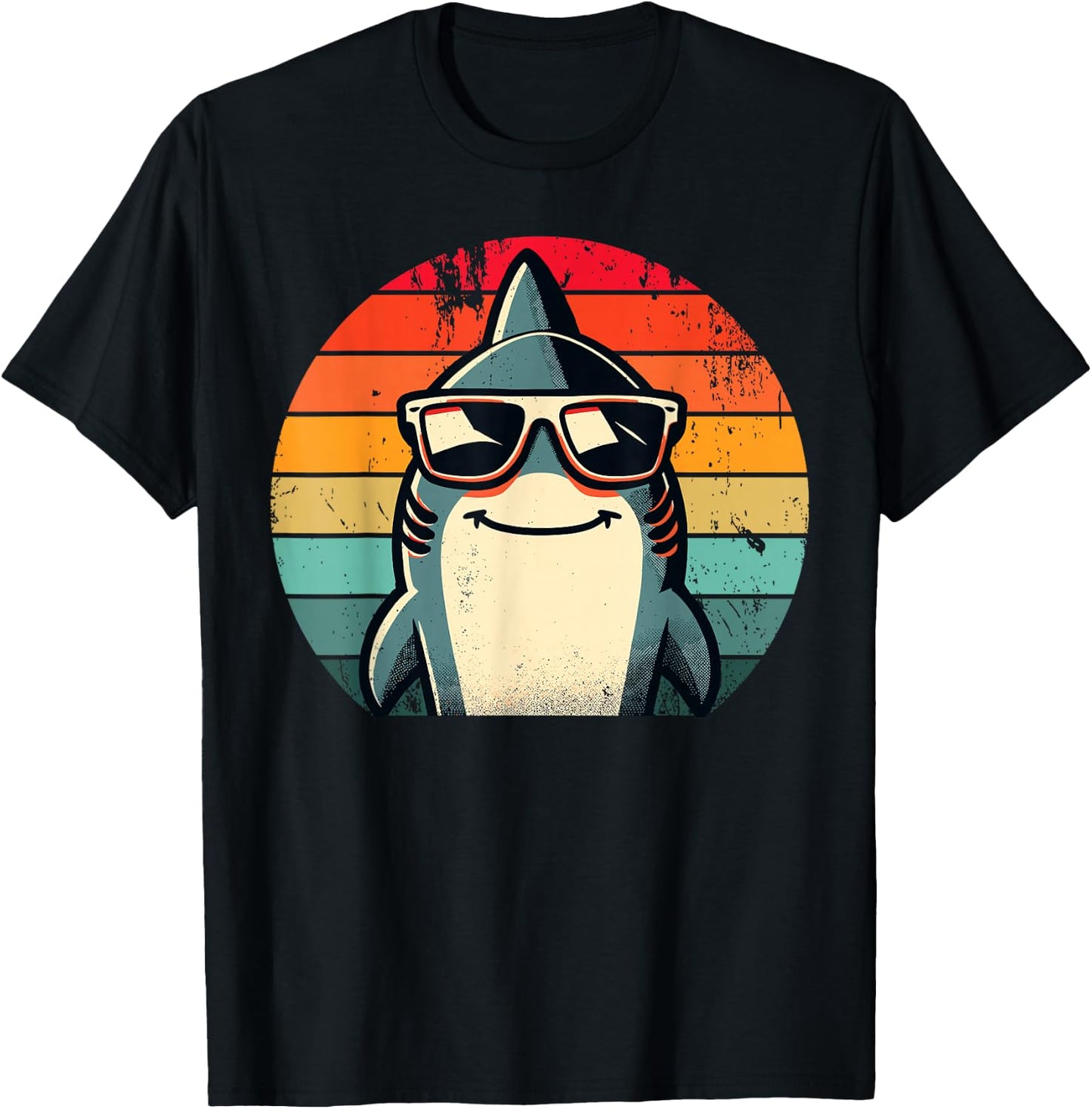 Cool retro shark in sunglasses 70s, 80s, 90s T-Shirt - T-Shirt | Black