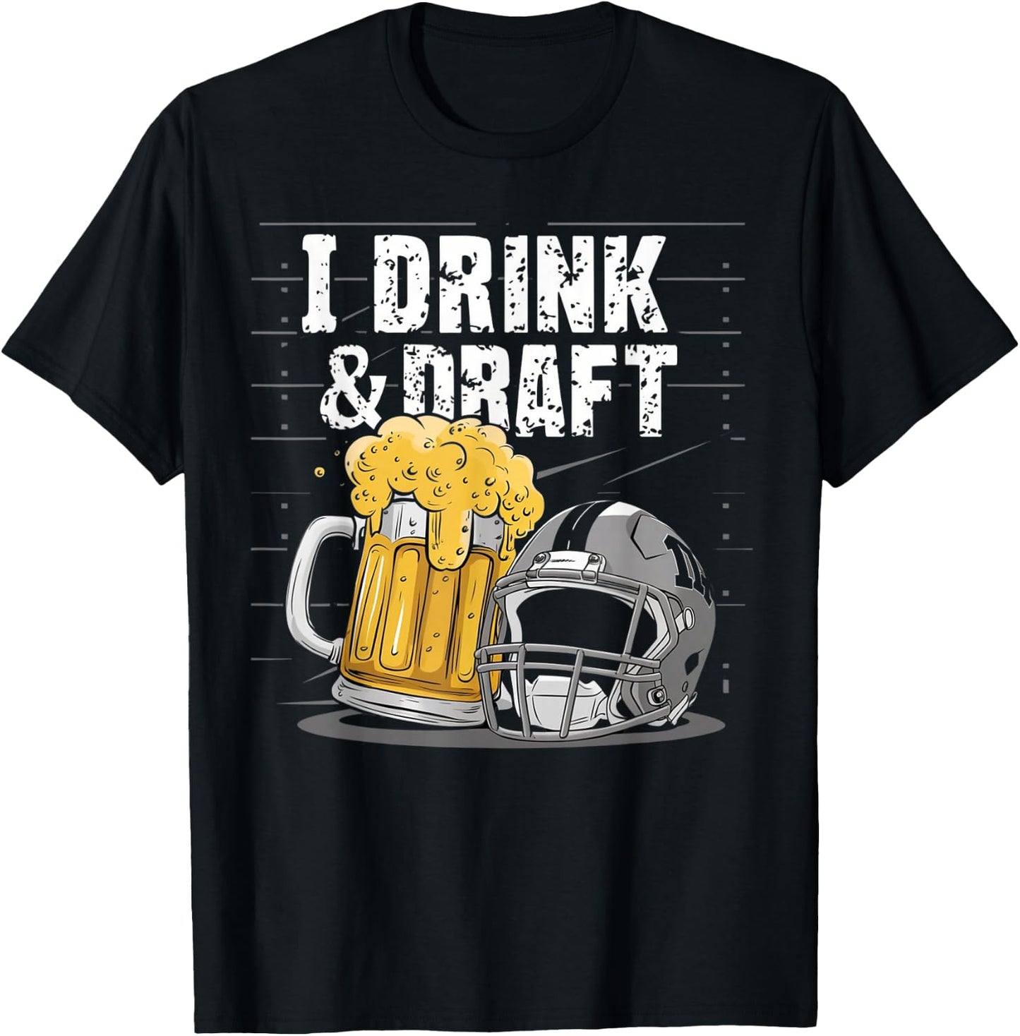 Fantasy Football Party Draft Beer Sipping T-Shirt - T-Shirt | Black
